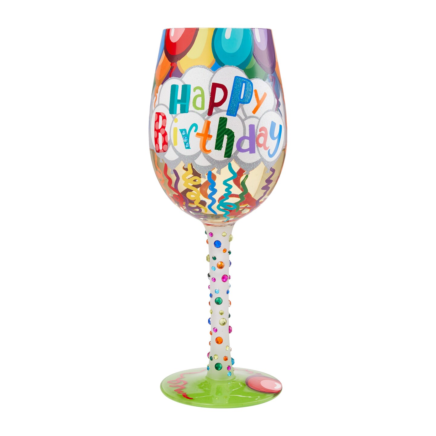 Lolita Birthday Streamers Hand Painted Wine Glass 9in H