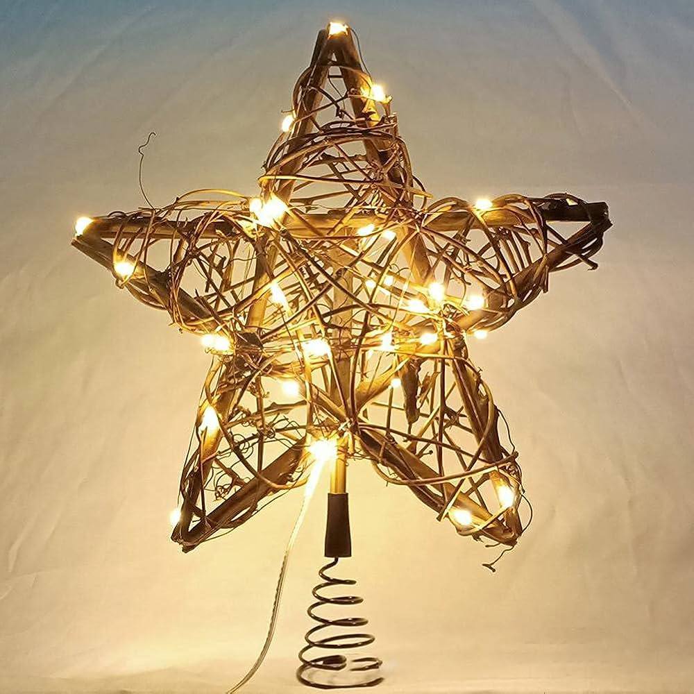 Christmas Tree Topper Farmhouse Christmas Decor Christmas Tree Decorations Rattan Natural Christmas Tree Star