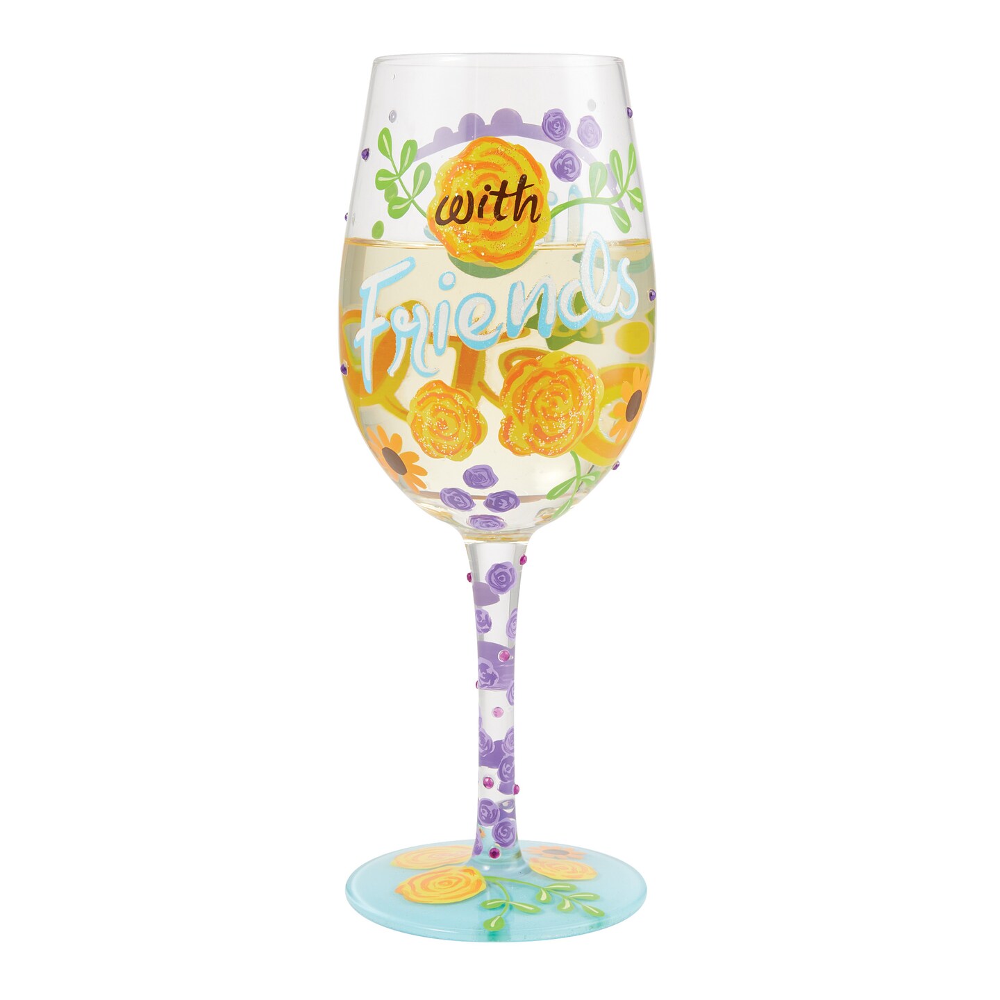Lolita Life with Friends Hand Painted Wine Glass 9in H