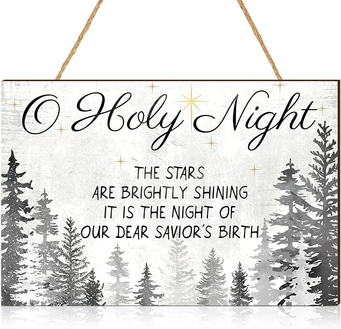 Wesiti Holy Night Christmas Wooden Decoration Christmas Nativity Scene Wood Wall Door Hanger Sign Christian Door Hanging Sign Xmas Religious Wooden Wall Decor Christian Decorations Gift (White)