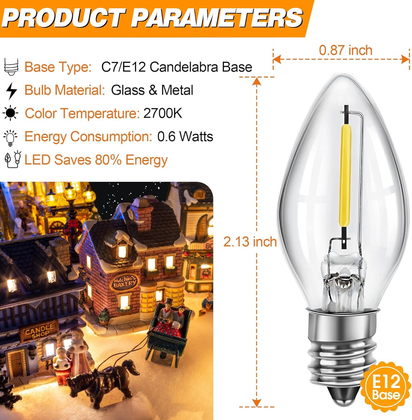 3 Pack Accessory Cord with 6 LED Light Bulb, 11.5 ft Christmas Village Light with ON/Off Switch Plugs and Spare Fuse, Blow Mold Light for Christmas Village House
