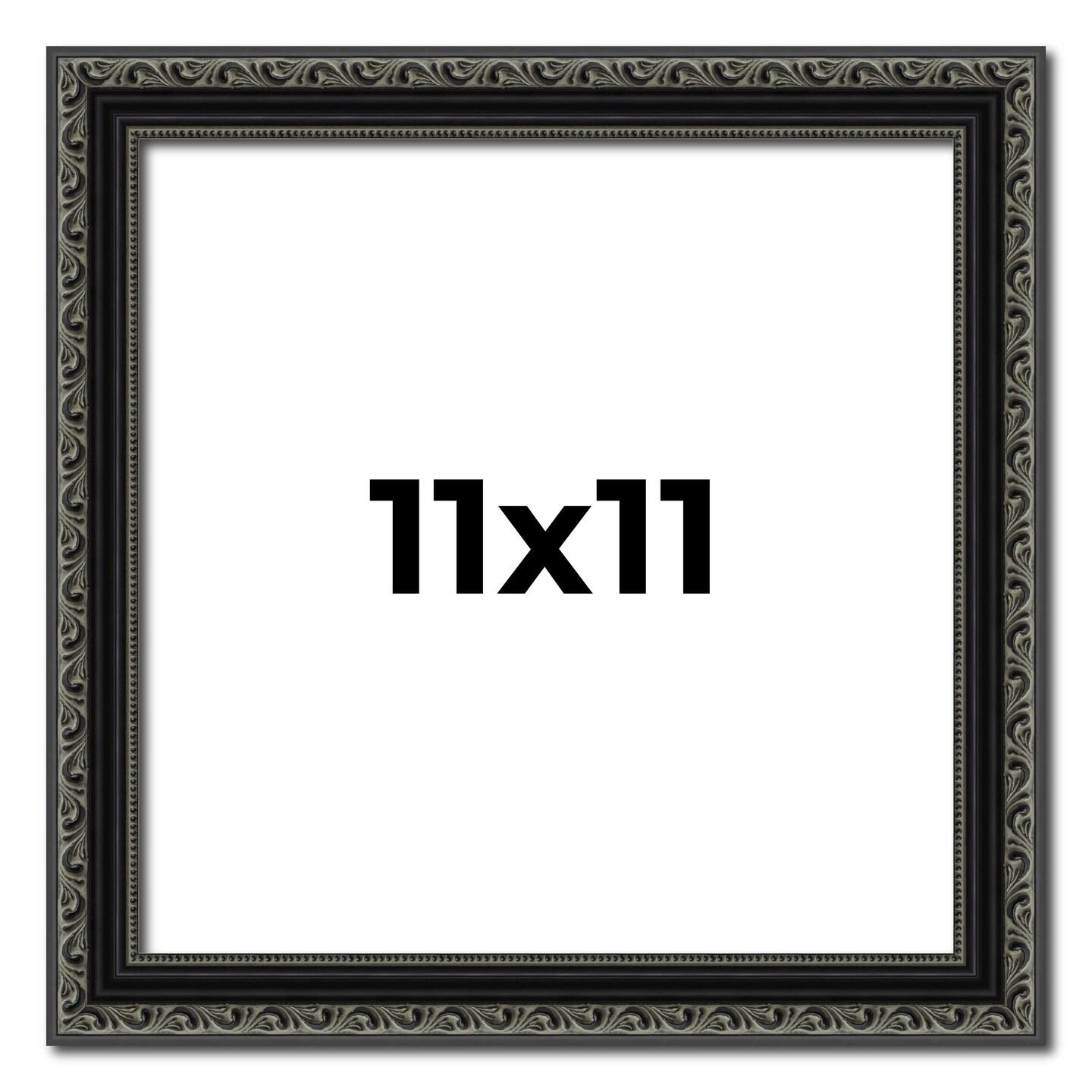 Square Antique Black Picture Frame - UV Acrylic, Foam Board Backing, Hanging Hardware