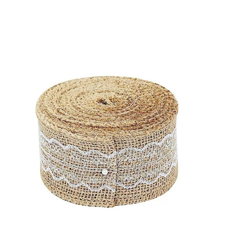 16 ft Natural White Burlap Ribbon Lace Gifts Party Decorations Wedding Supplies