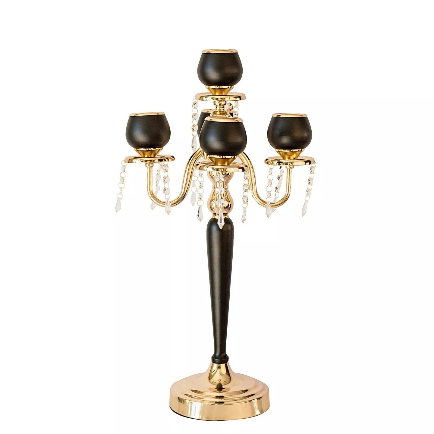 25&#x22; Gold Black Metallic Candelabra Candle Holders Wedding Party Centerpiece Home