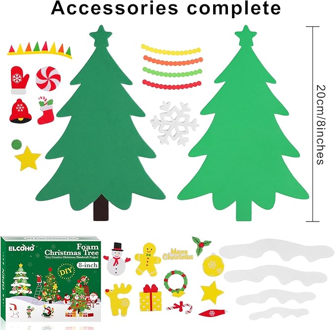 Tree for Making Crafts Tree Including Foam Christmas Tree Assortment Christmas Foam Stickers Accessory for Fun Home Activities