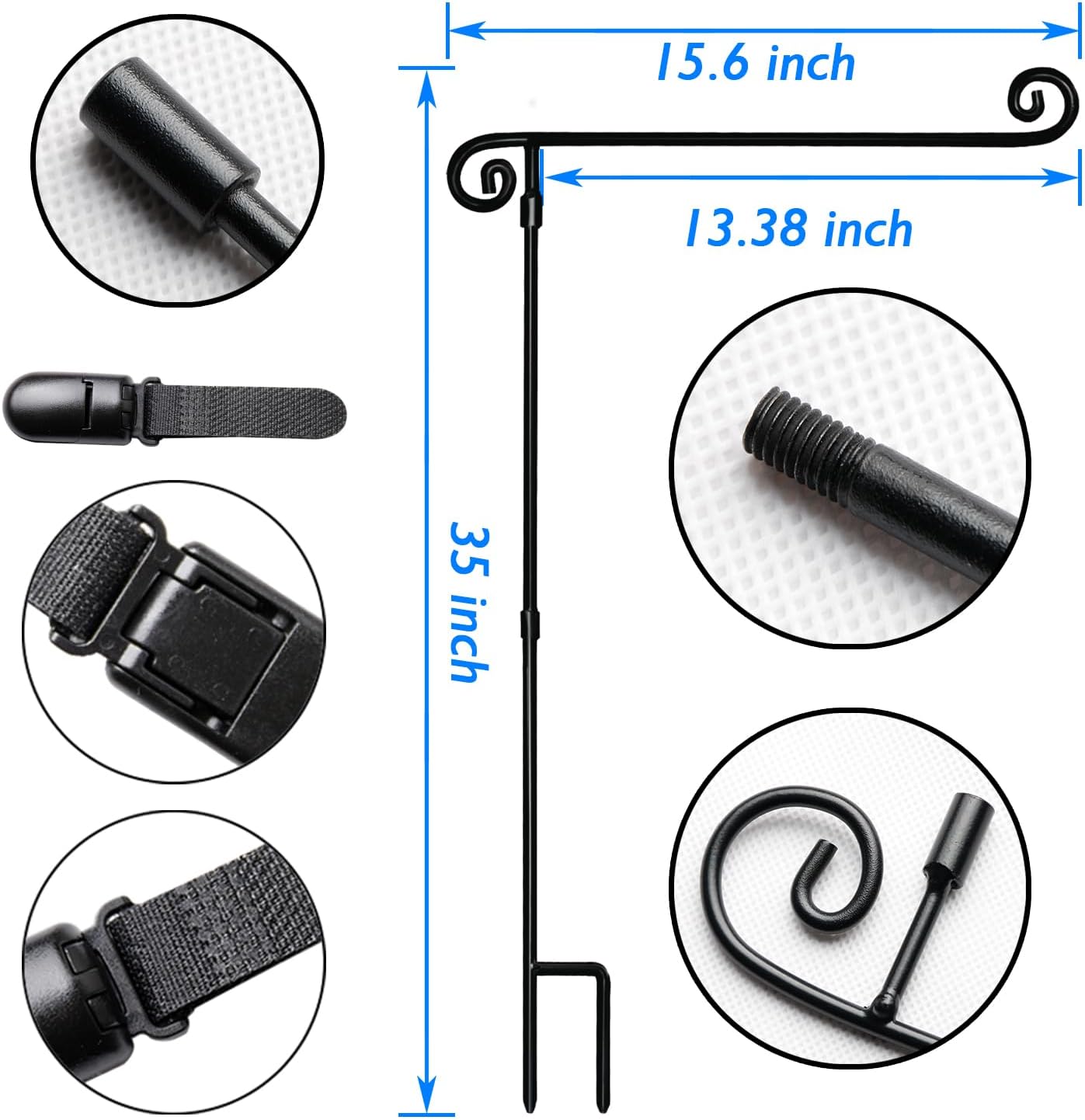 Garden Flag Stand, Yard Flag Holder,Garden Flag Hanger,Banner Pole with one Tiger Clip,Fall Decor for Outdoor Garden Lawn