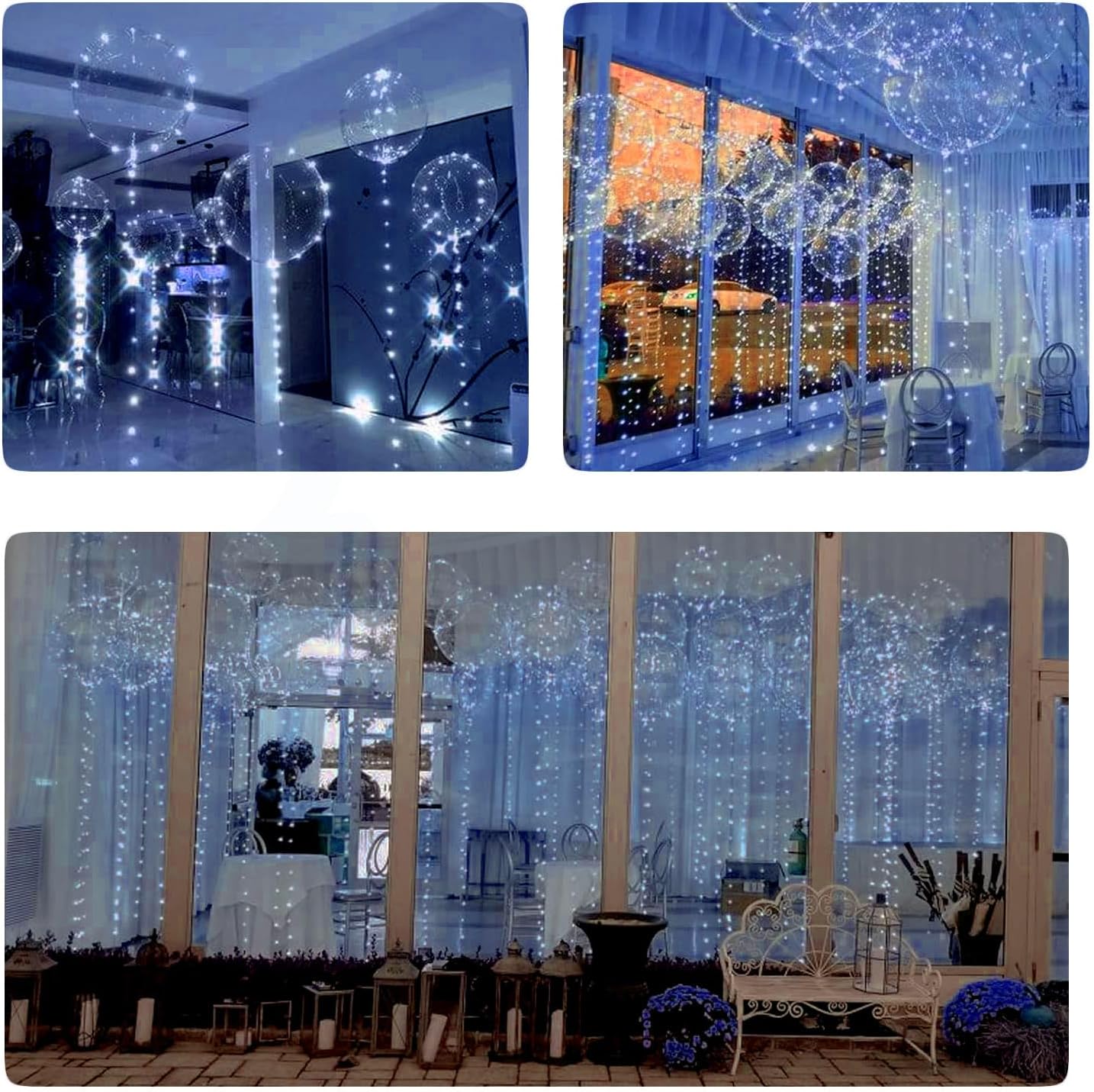 12pc LED Light up Party Balloons with Batteries, 22 inch Big Size Clear Bobo Balloons for Helium or Air