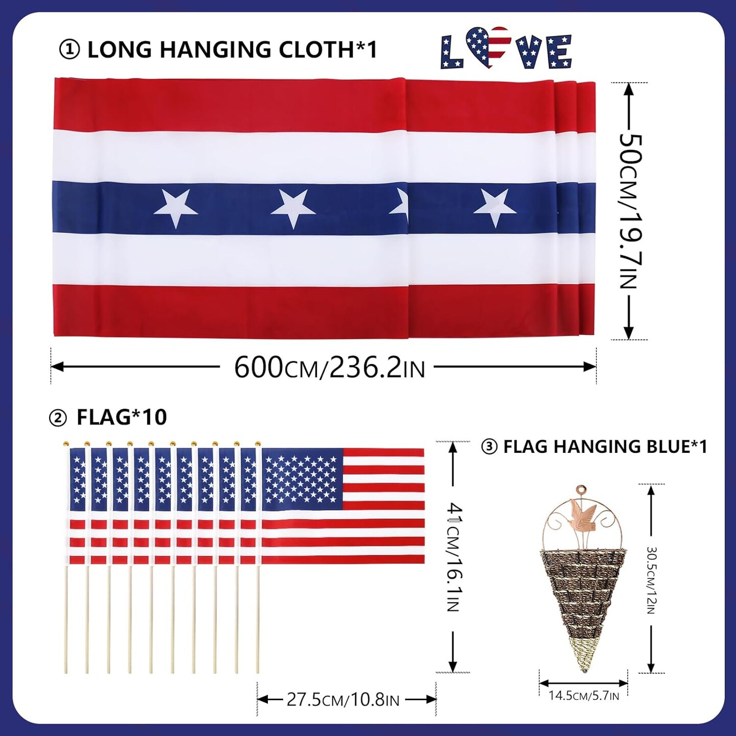 US Patriotic Door Decoration 4th of July Decorations American Flag Banner Decorate for Independence Day and Memorial Days