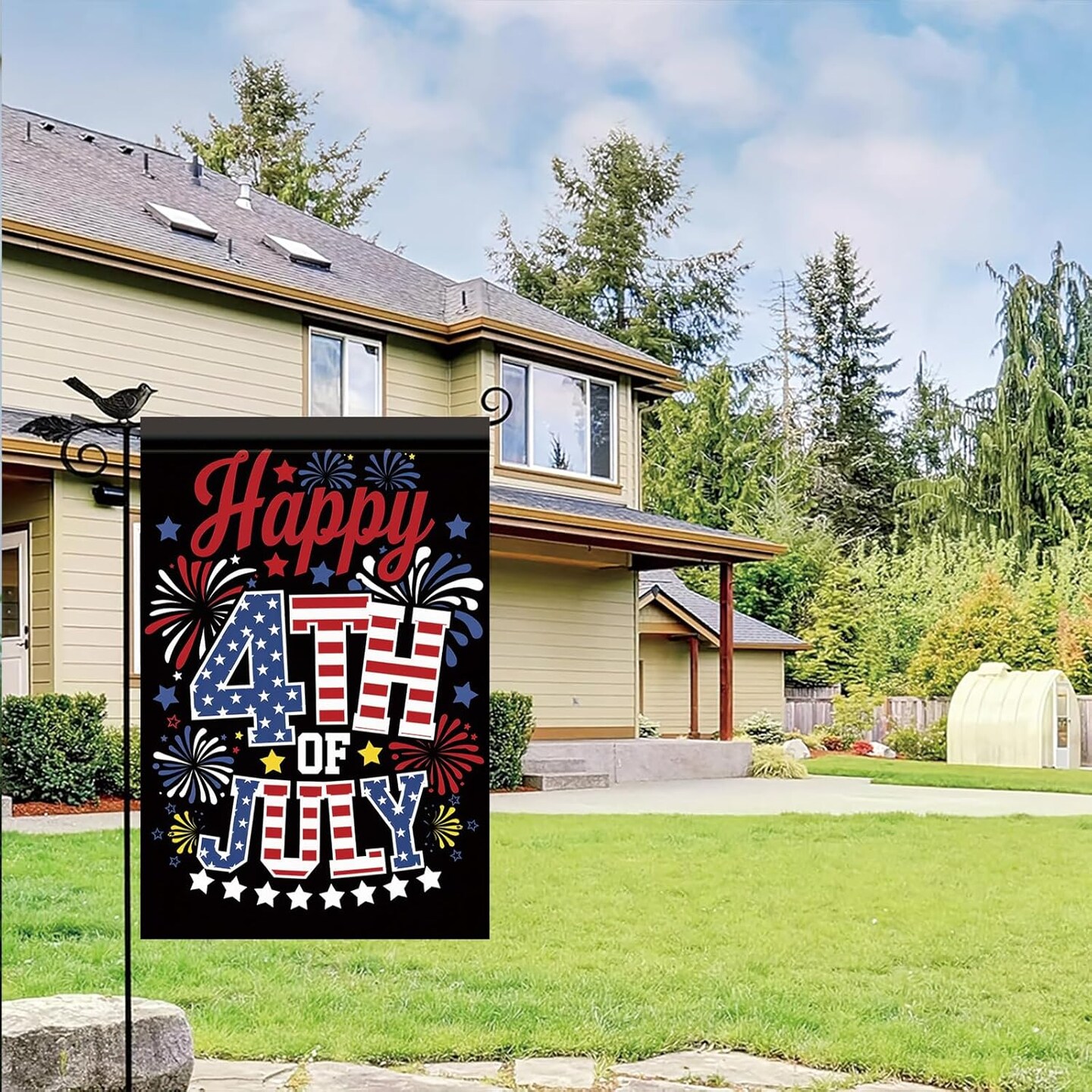 Happy 4th of July Garden Flag 12x18 Double Side Independence Day Garden Flag Fourth of July Outdoor Decorations