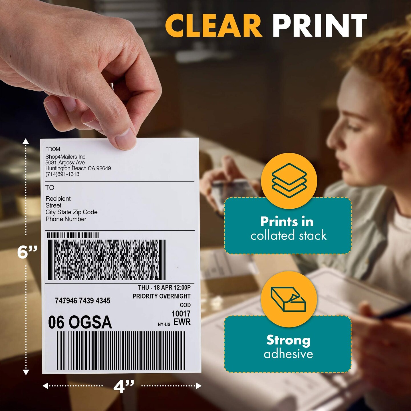 400 Count Fanfold 4"x6" Direct Thermal Labels Adhesive Shipping Stickers