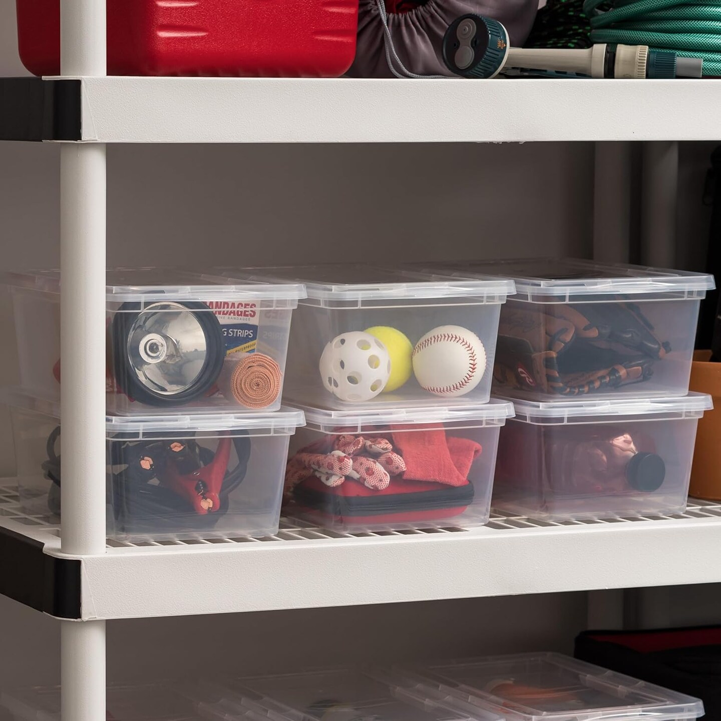 IRIS USA 6-Pack Plastic Storage Bins with Lids, 6 Quart, Shoe Boxes Clear Stackable Containers Organize Shoes Closet Shelves