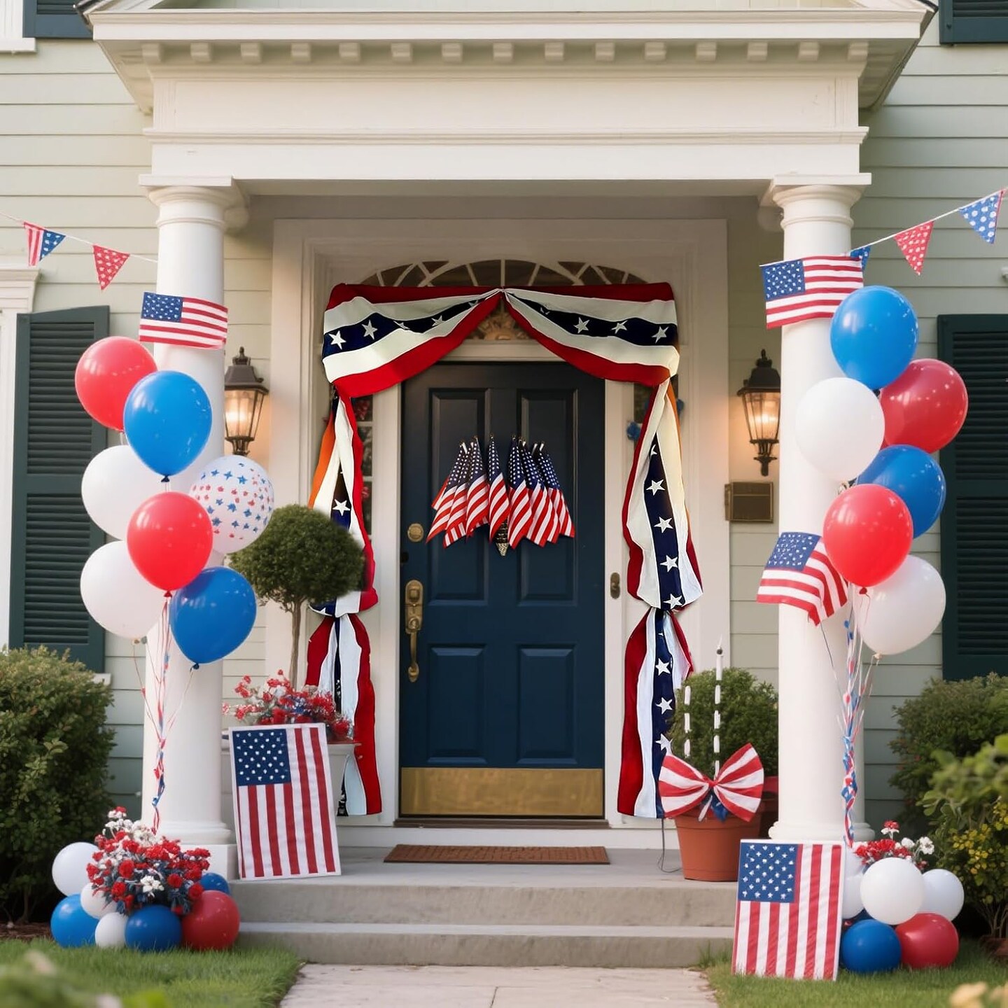US 4th of July Decorations Outdoor Independence Day and Memorial Days Hanging American Flag Banner