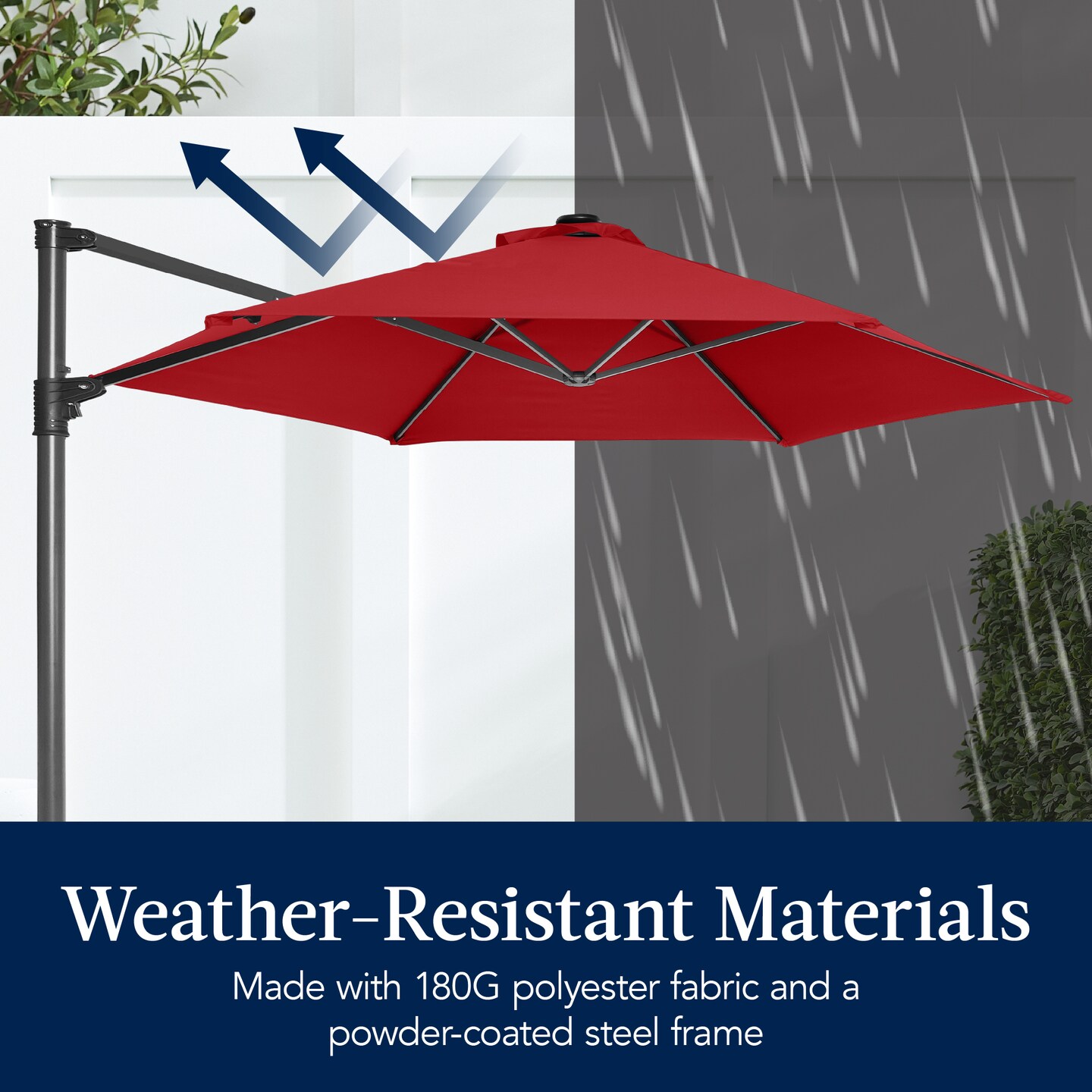 Best Choice Products 10ft 360° Rotating Cantilever Easy Auto Open Patio Umbrella w/ Solar LED Lights