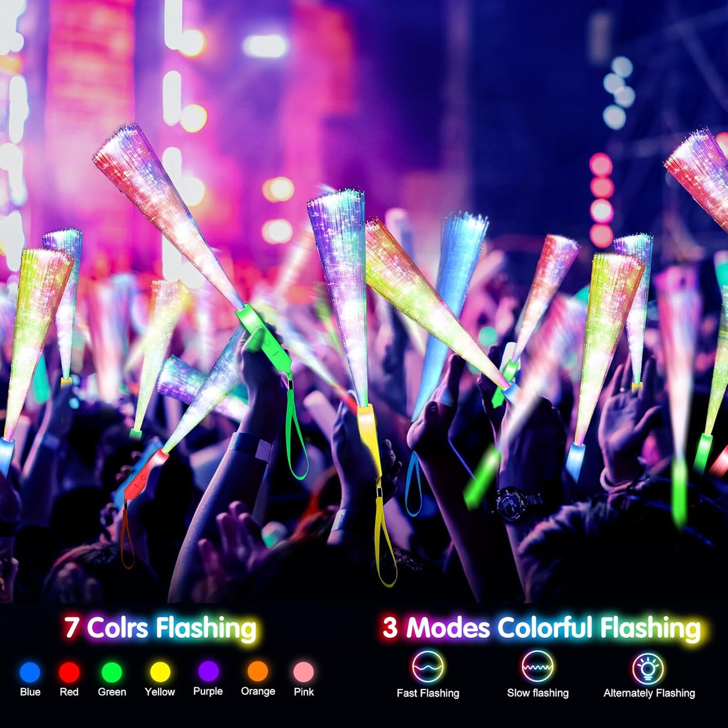 120PCS Glow Fiber Optic Sticks, LED Light Wands, Glow in The Dark Party Supplies, Fiber Optic Wands for Weddings, Birthdays&#x26;Events,Flashing LED Party Favors,Colorful Light Sticks for Kids&#x26;Adults
