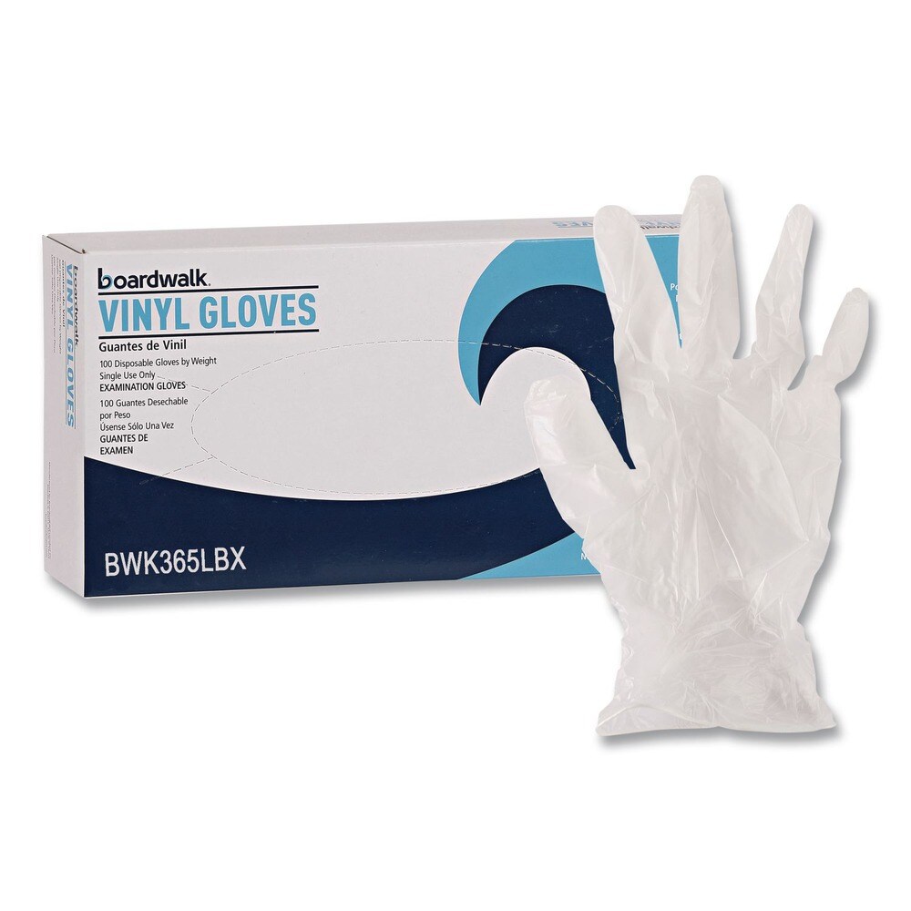 Boardwalk 2.6 mil Thick 13 in. Long Powder-Free General Purpose Vinyl Gloves - Large, Clear (100/Box)