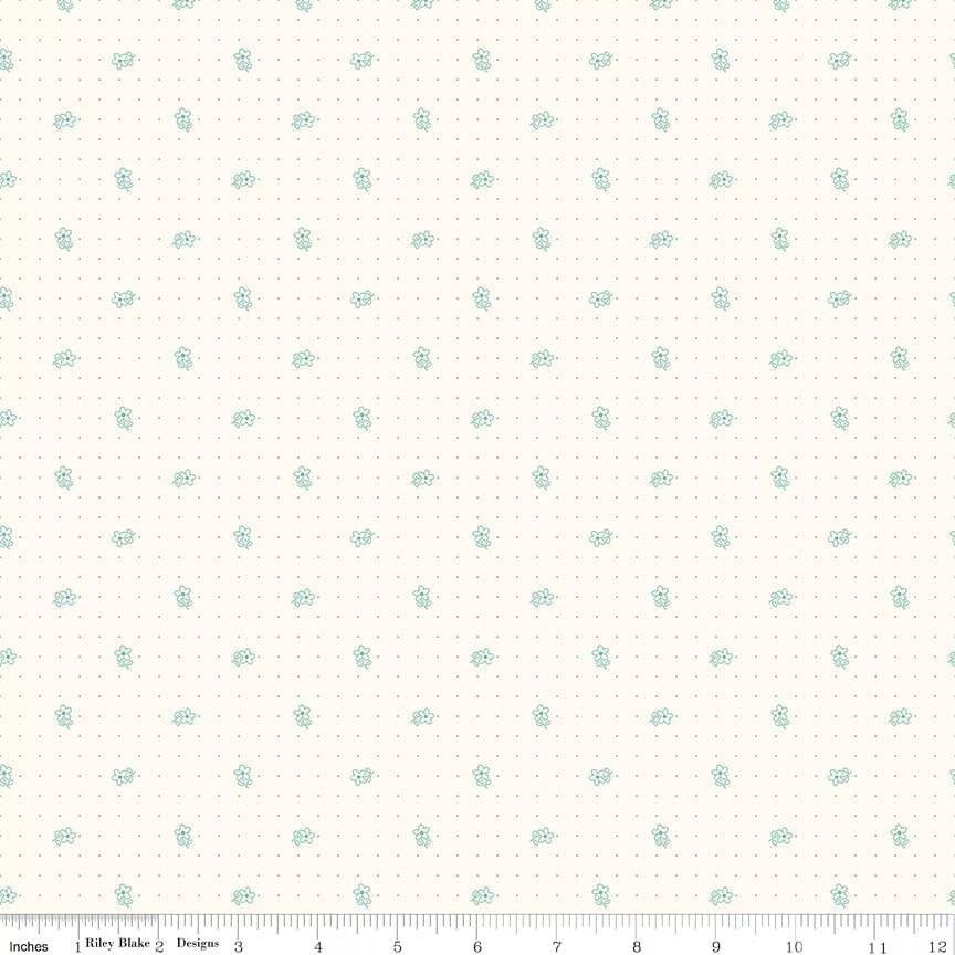 Fabric Riley Blake Teal Daisy Dots Bee Backgrounds by the Quarter Yard C6380-TEAL