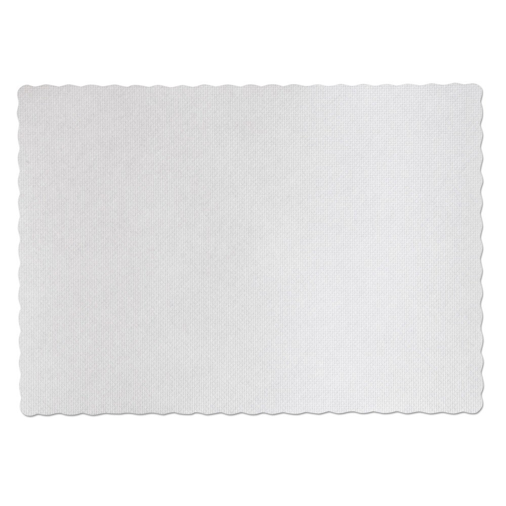 Hoffmaster 9-1/2 in. x 13-1/2 in. Knurl Embossed Scalloped Edge Placemats - White (1000/Carton)
