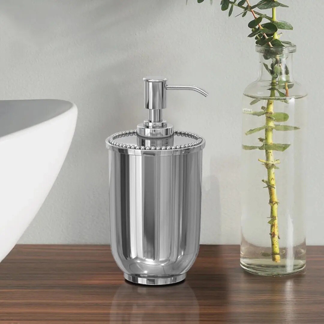 Stainless Steel Liquid Soap Dispenser Pump Bottle | Bathroom Vanity & Kitchen Sink,Holds Soap,Lotion & Sanitizer | Shiny