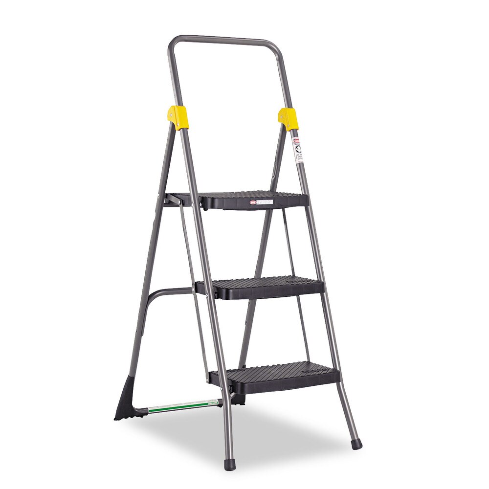 Cosco 20.5 in. x 32.63 in. x 52.13 in. 300 lbs. Capacity Commercial 3-Step Folding Stool - Gray