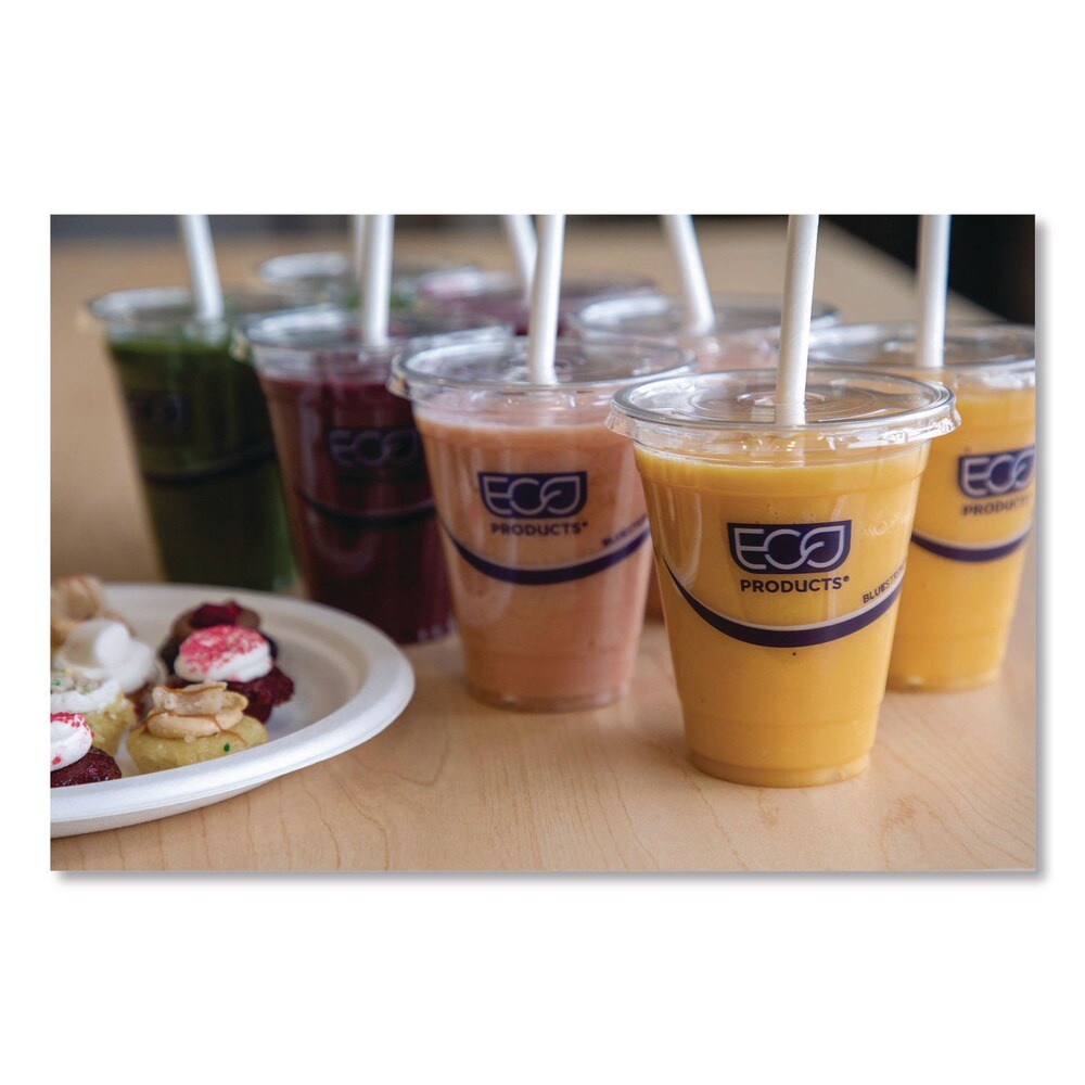 Eco-Products BlueStripe 9 oz. Plastic 25 Percent Recycled Content Cold Cups - Clear/Blue (1000/Carton)