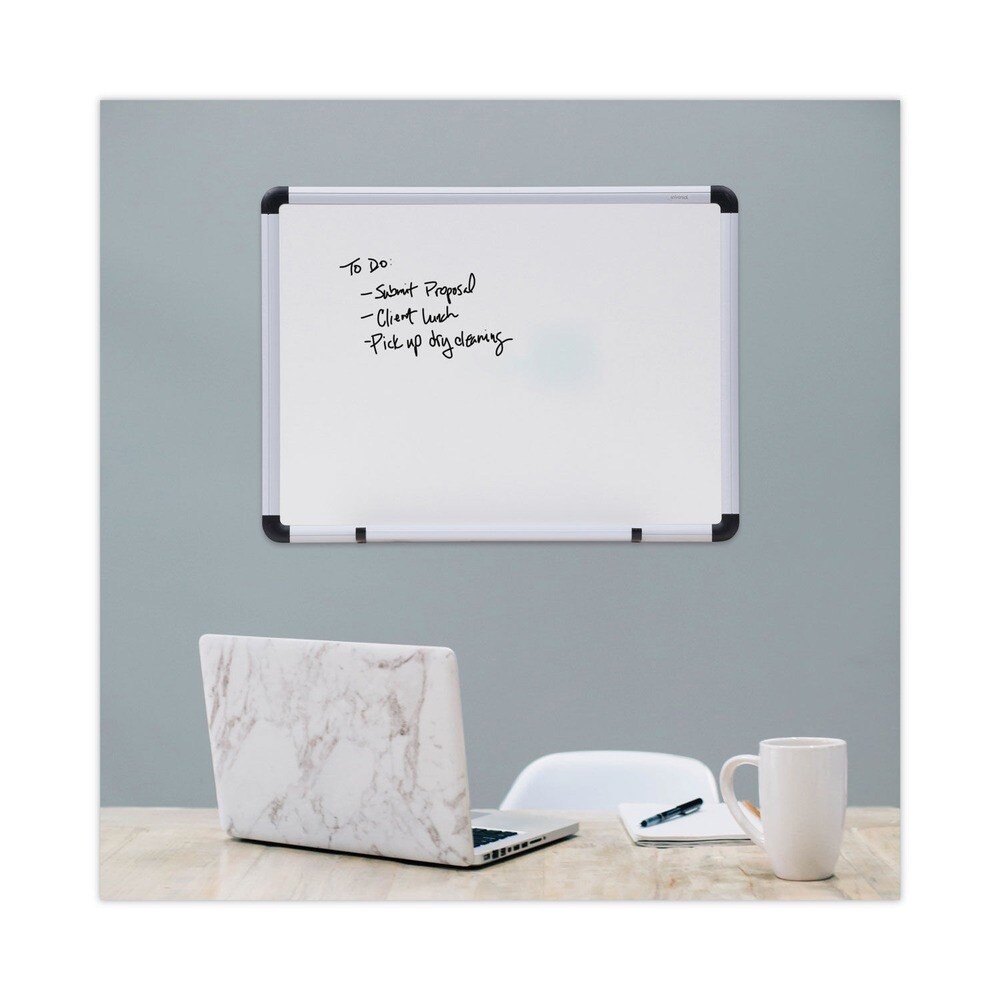 Universal 24 in. x 18 in. Modern Melamine Dry Erase Board - White Surface, Aluminum Frame