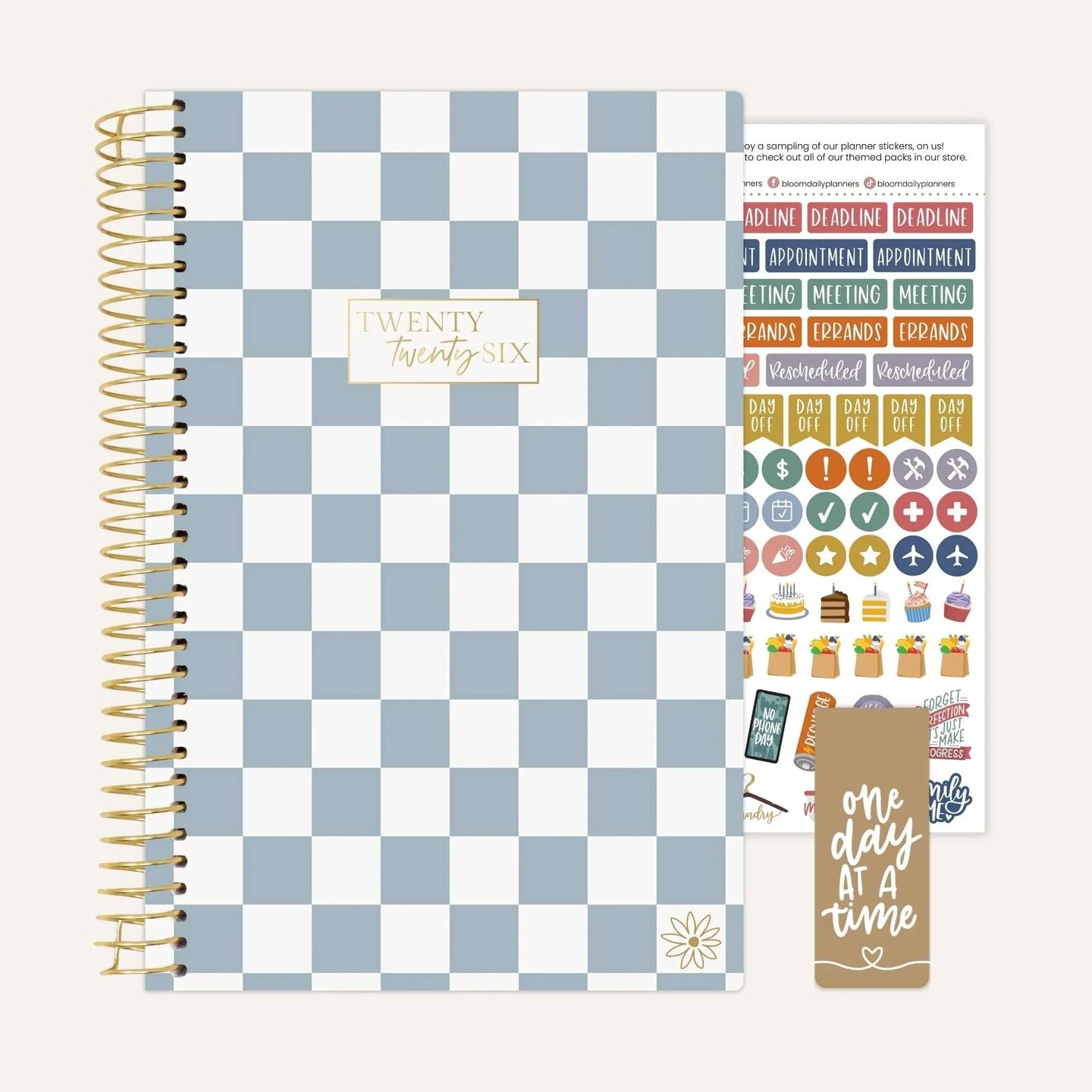 bloom daily planners 2026 Soft Cover Weekly & Monthly Planner, 5.5" x 8.25", Checkered
