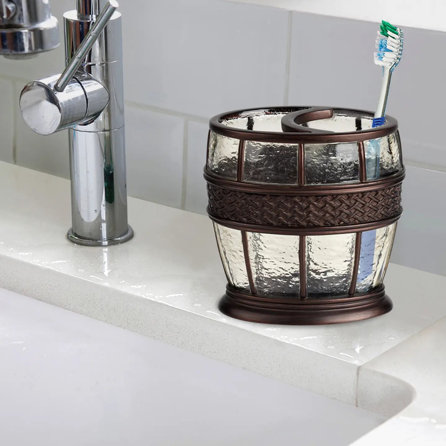 Toothbrush Holder | Compact Multi-Slot Holder for Toothbrushes,Razors & Makeup Accessories