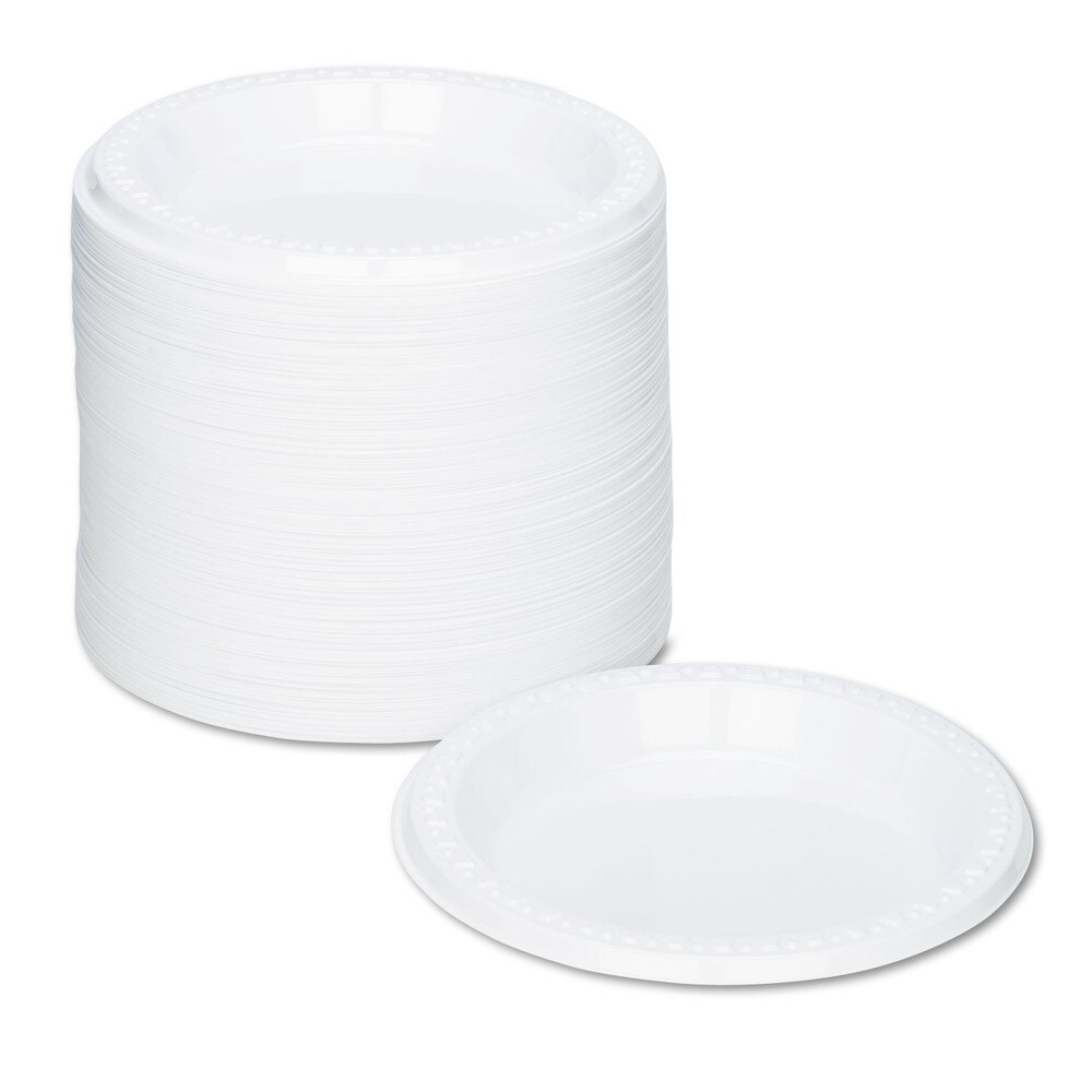 Tablemate 6 in. Diameter Plastic Dinnerware Plates - White (125/Pack)