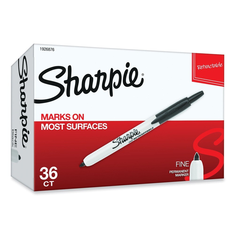 Sharpie Retractable Fine Bullet Tip Permanent Marker Value Pack - Black (36/Pack)