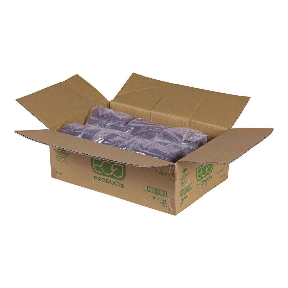 Eco-Products Salad Bowl Lids for 64 oz. Squat 9.5 in. Diameter Plastic Salad Bowls - Clear (300/Carton)