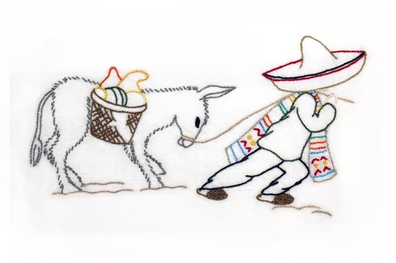 Aunt Martha's Down Mexico Way 9475 embroidery iron on pattern