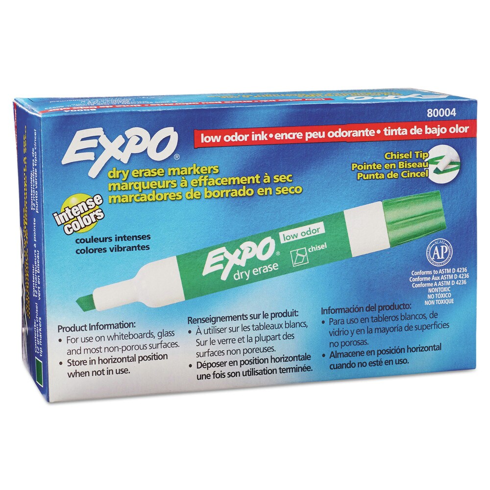 EXPO Broad Chisel Tip Low-Odor Dry-Erase Marker - Green (1-Dozen)