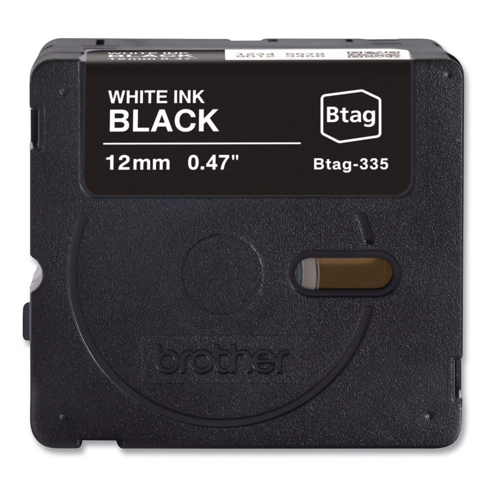 Brother P-Touch 0.47 in. x 13.1 ft. Genuine P-Touch BTAG Label Tapes - White on Black