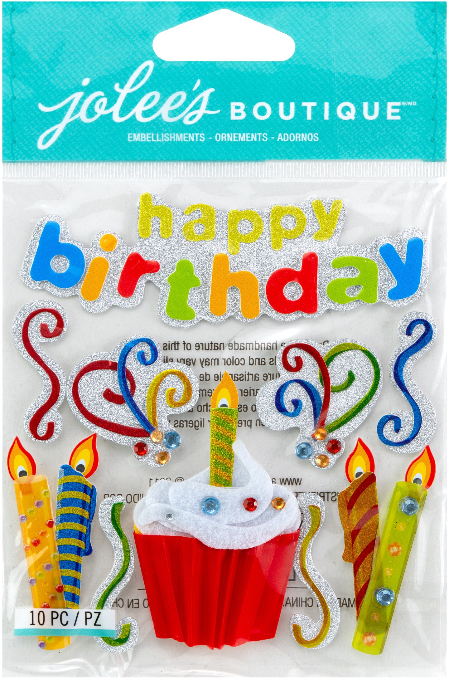 Jolee's Boutique Dimensional Stickers - Happy Birthday, 10pcs