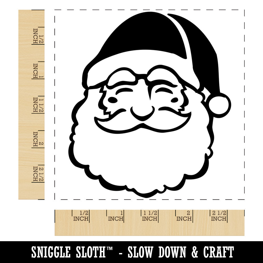 Santa Claus Head with Big Bushy Beard Christmas Holiday Square Rubber Stamp for Stamping Crafting