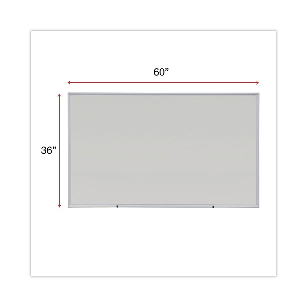 Universal 60 in. x 36 in. Melamine Dry Erase Board with Silver Anodized Aluminum Frame - White Surface