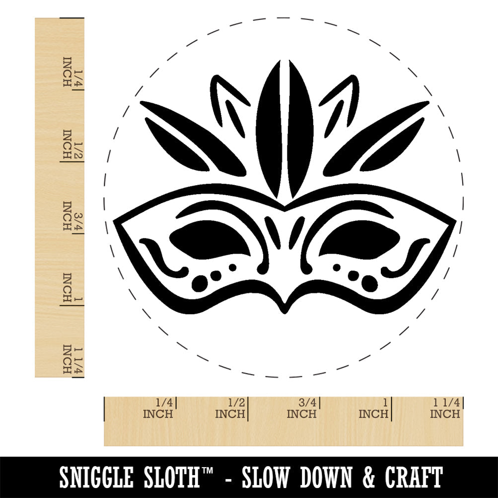 Mardi Gras Feather Party Mask Rubber Stamp for Stamping Crafting Planners