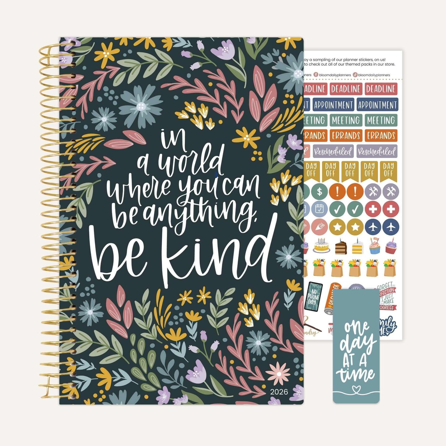 bloom daily planners 2026 Soft Cover Weekly & Monthly Planner, 5.5" x 8.25", Be Kind