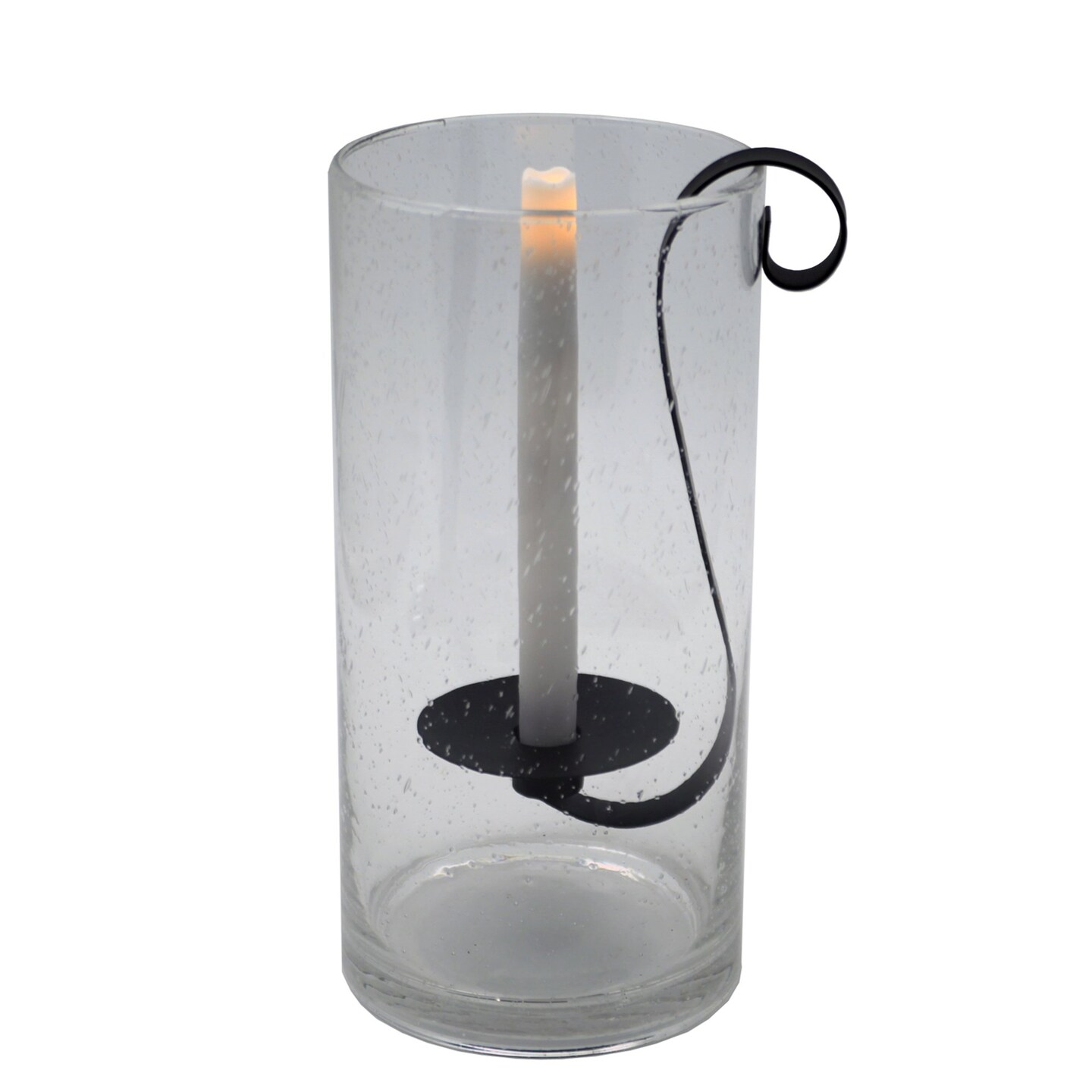Edge Collections - 12" x 6" - Gray - Decorative Taper Candle Holder with Flameless Candle - 1 Piece