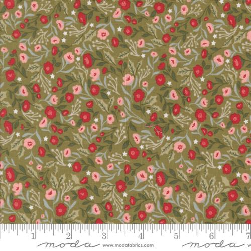 Fabric Moda Sage Christmas Posies Berry and Pine by the Quarter Yard 5241-12
