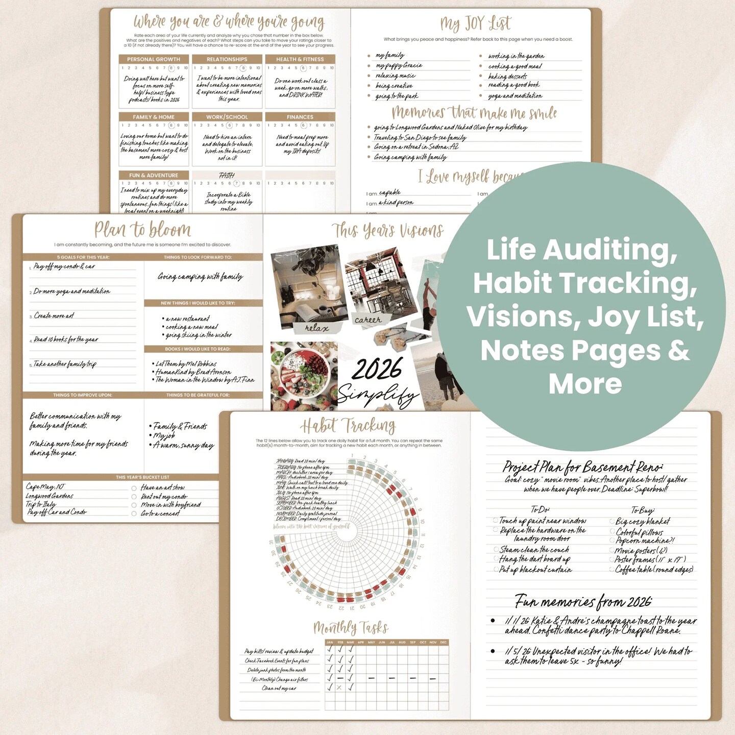 bloom daily planners 2026 Monthly Planner, 9" x 12", Gold Floral Stamp