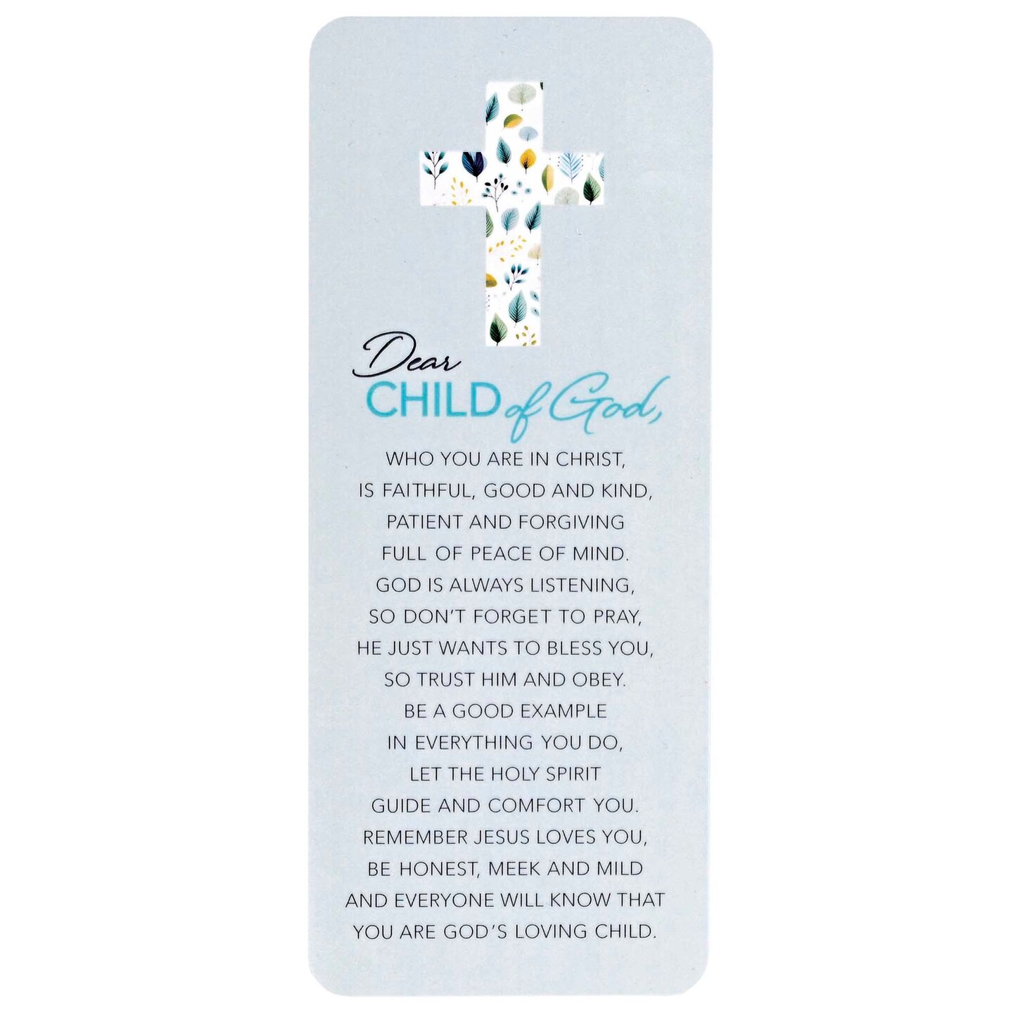 Edge Collection - 2.5" x 7" - Blue - Inspirational Prayer Bookmark for Boys - 1 Piece