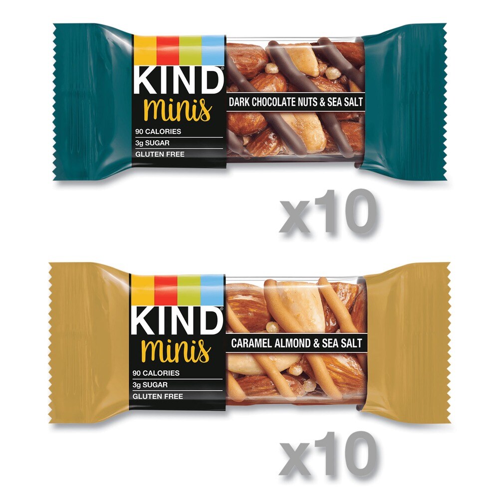 KIND 0.7 oz. Minis - Dark Chocolate Nuts and Sea Salt/Caramel Almond and Sea Salt (20/Pack)