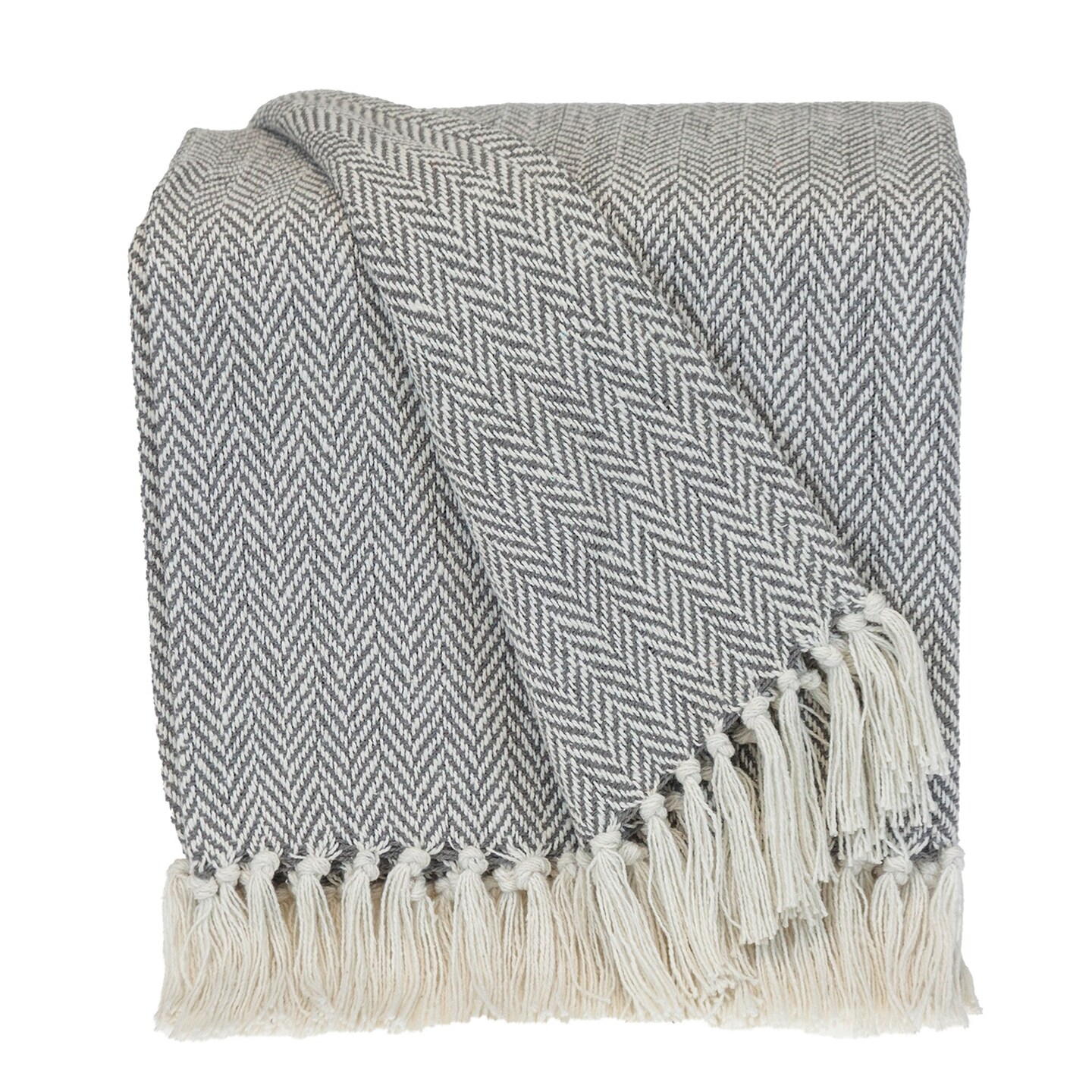 Edge Collections - Gray - Artisan Hand Loomed Transitional Throw Blanket - 1 Piece