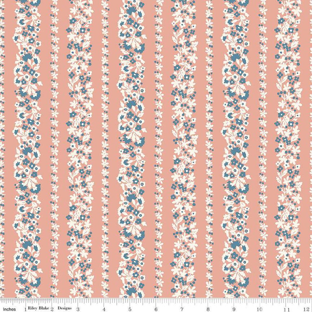 Fabric Liberty Topiary Stripe B Denim Florals by the Quarter Yard 01667402B
