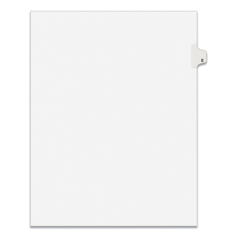 Avery 11 in. x 8.5 in. 26-Tab E Avery Style Preprinted Legal Exhibit Side Tab Index Dividers - White (25/Pack)