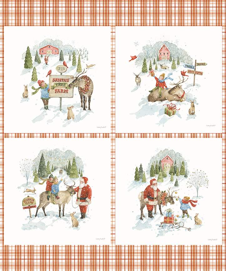 Fabric Riley Blake Santa's Tree Farm 17x17" Quilting Panel PD16455-PANEL