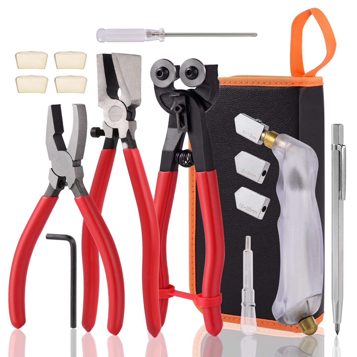 Glass Cutter, Glass Cutting Tool with Tile Nippers for Stained Glass Tiles Mosaic Cutting