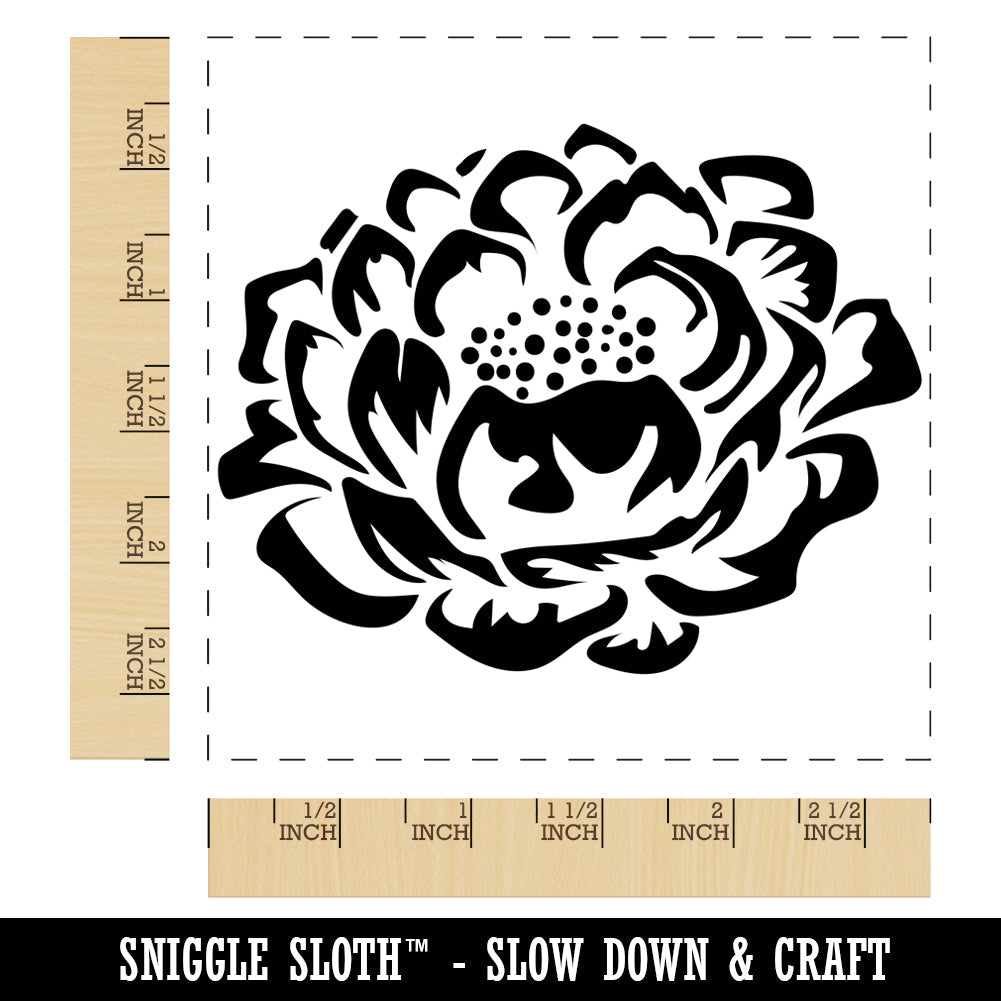 Single Peony Flower Square Rubber Stamp for Stamping Crafting