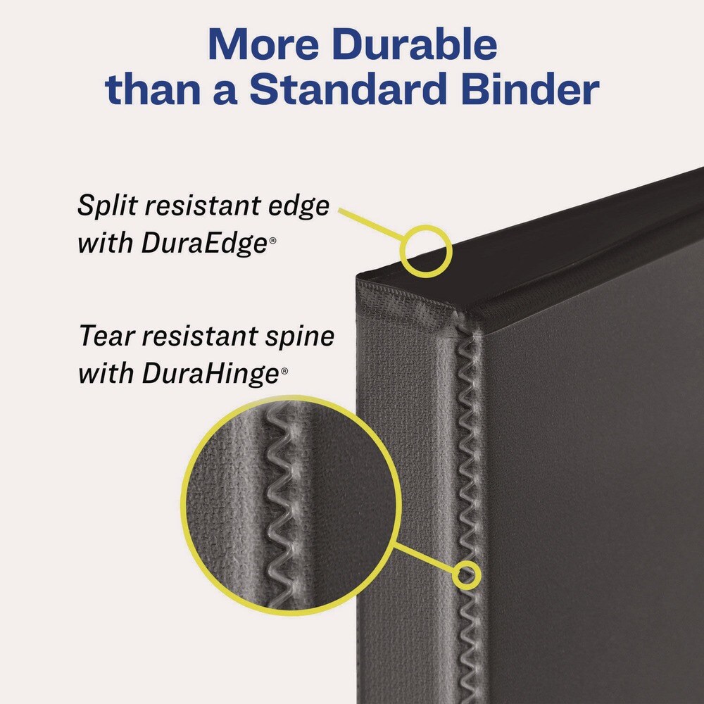 Avery 3 One Touch EZD Rings 1 in. Capacity 11 in. x 8.5 in. Heavy-Duty Non-View Binder with DuraHinge - Black